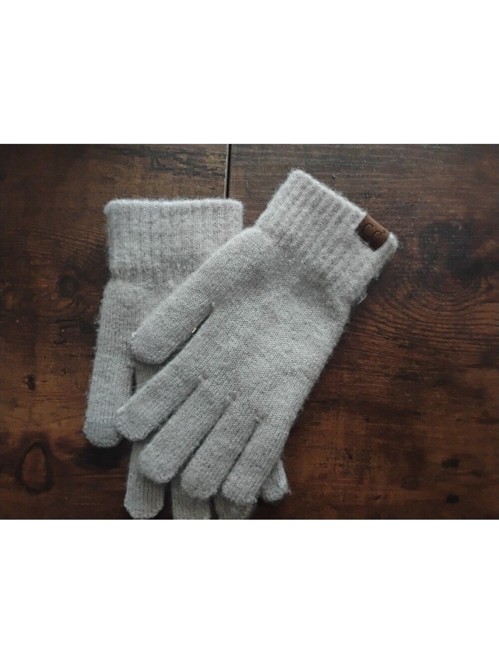 CC Soft Knit Beige Winter Gloves